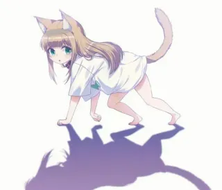 🐾 Аниме, Девушка-кошка, Кемономими, Милый, Каваий, Манга telegram sticker