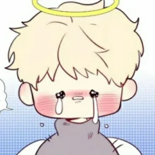 🍭 llorando, ángel, triste, dibujos animados, emoji whatsapp sticker