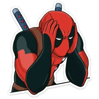 🤦‍♂️ Deadpool เดดพูล, มาร์เวล, ซูเปอร์ฮีโร่, ดาบ, หนังสือการ์ตูน, กังวล, การ์ตูน telegram sticker