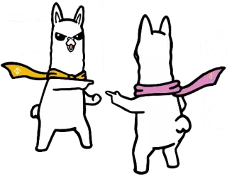 👯 лама, указывает, шарф, мультфильм, животное whatsapp sticker