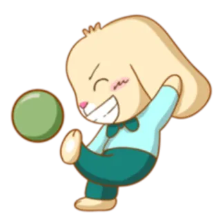 🏐 Desenho animado, Coelho, Bola, Verde, Fofo, Animado telegram sticker