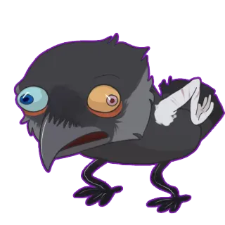 😶 Uccello cartone animato, Corvo, Animale, Divertente, Uccello, Personaggio telegram sticker