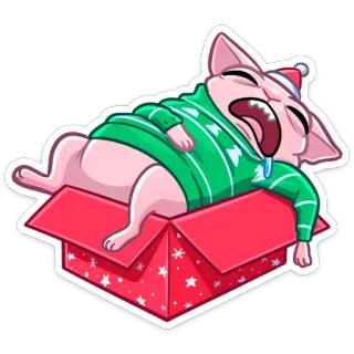 🤤 katze, weihnachten, schläfrig, cartoon, aufkleber, festlich, humor whatsapp sticker