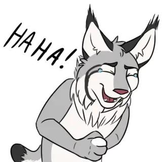 😂 HAHA! rindo, desenho animado, animal, lince-pardo, feliz telegram sticker