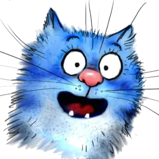 😳 cat, animal, cartoon, cute, blue, pet, kitten telegram sticker