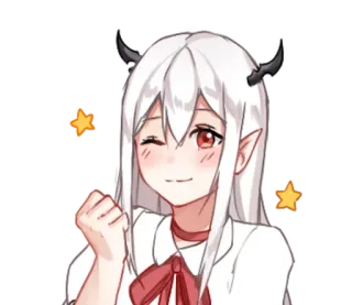 ⭐️ anime girl, devil, wink, cute, kawaii, stars, animated telegram sticker