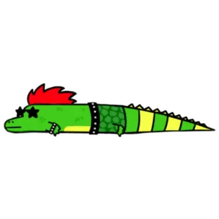 😌 Cartoon, Krokodil, Punk, Tier, Reptil, Grün whatsapp sticker