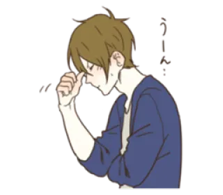 🤔 anime, sad, exhausted, tired, character, cartoon whatsapp sticker
