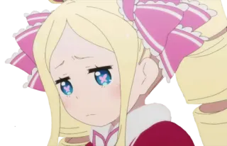 😔 Beatrice Re:Zero Аниме, Девушка, Грустная, Милая, Блондинка, Розовый telegram sticker