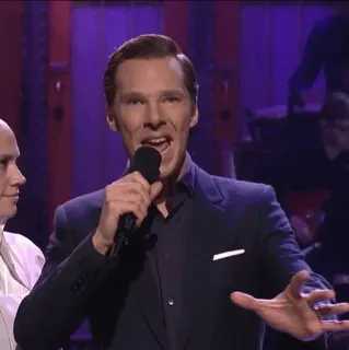 🥢 Benedict Cumberbatch aktor, mikrofon, portret, mężczyzna, celebryta telegram sticker