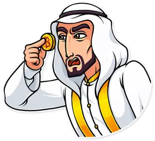 😠 pria, arab, bitcoin, kripto, mata uang, uang telegram sticker
