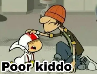 😕 Kick Buttowski Kick Buttowski: Suburban Daredevil Poor kiddo мультфильм, ребенок, грустный, ребенок, друг, утешение telegram sticker