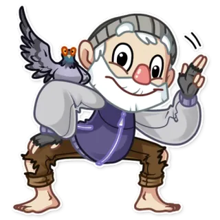 👋 sem-teto, pombo, desenho animado, personagem, velho, animado, adesivo telegram sticker