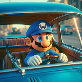 🚙 Wario 瓦里奥, 任天堂, 马里奥, 汽车, 驾驶, 卡通, 角色 telegram sticker