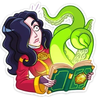 😱 wanita, sihir, buku, tentakel, gaib telegram sticker