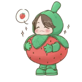 🍄 fresa, fruta, lindo, dibujos animados, persona, comida whatsapp sticker