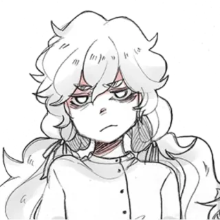😒 girl, portrait, illustration, sketch, female, pigtails telegram sticker