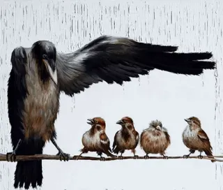⚫️ gagak, burung gereja, burung, alam, binatang telegram sticker