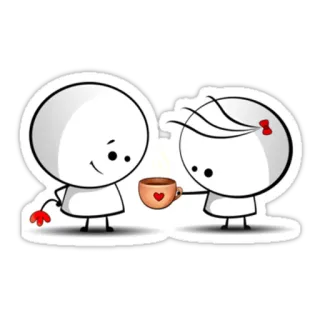 ❤ amour, amitié, café, cœur, dessin animé, mignon, couple telegram sticker