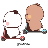 🏍 urso, panda, scooter, fofo, kawaii, animais, desenho animado telegram sticker