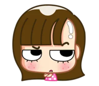 😒 girl, cartoon, cute, expression, bored, annoyed whatsapp sticker