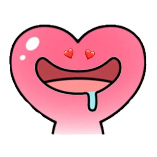 🤤 corazón, amor, emoticono, dibujo animado, cariño, baba, feliz telegram sticker
