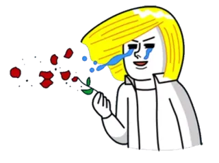🥀 泣く, 悲しい, 感情的, 漫画, 花, 涙 telegram sticker