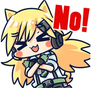 👎 No! Anime, Nein, Süß, Ablehnung, Illustration whatsapp sticker