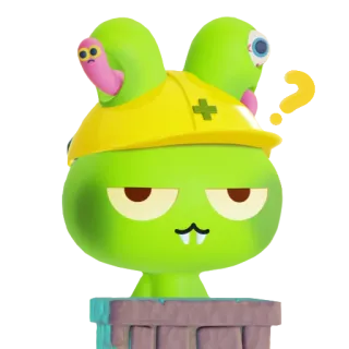 🟢 cartoon, character, green, monster, worm, construction whatsapp sticker