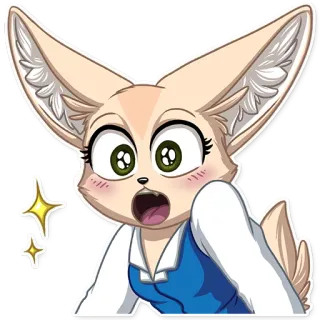 😲 Anime, Sorpreso, Scioccato, Fennec, Carino, Cartone animato whatsapp sticker