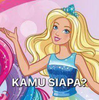 ⁉️ Barbie KAMU SIAPA? księżniczka, kreskówka, blondynka, pytanie, lalka whatsapp sticker