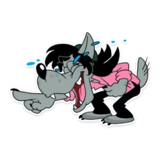 😂 Wolf Nu, pogodi! หมาป่า, การ์ตูน, แอนิเมชัน, หัวเราะ, ชี้ whatsapp sticker