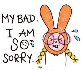 😌 MY BAD. I AM SO SORRY desculpa, desculpe, desenho animado, fofo, coelho, arrependimento whatsapp sticker