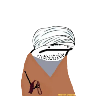 📿 Made in England pegatina, personaje, barba, turbante, Inglaterra, Oriente Medio whatsapp sticker