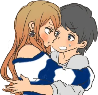 ❤️ 애니메이션, 커플, 포옹, 사랑, 만화 telegram sticker
