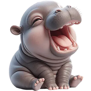🤣 kuda nil, bayi kuda nil, imut, binatang, mamalia telegram sticker