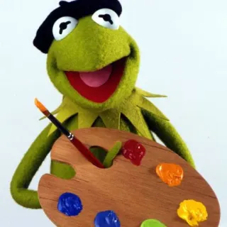 🎨 Kermit Kermit the Frog, muppets, artist, painting, beret, puppet telegram sticker