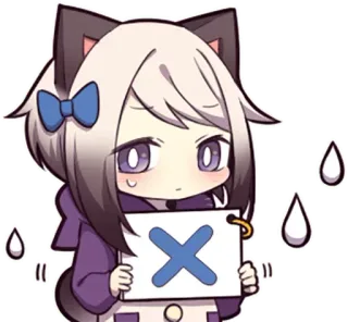 💖 аниме, кот, плачущий, грустный, милый, знак X telegram sticker