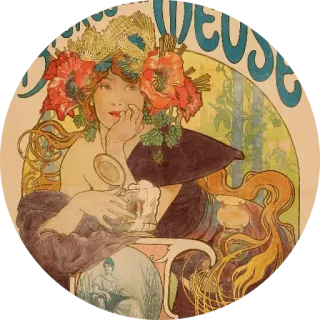 🌺 Rêverie Jugendstil, Illustration, Vintage, Gemälde, Frau, Blumen, Alfons Mucha, Träumerei telegram sticker