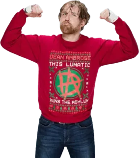 🏋️ Dean Ambrose DEAN AMBROSE
THIS LUNATIC
RUNS THE ASYLUM борец, свитер, сумасшедший, Дин Эмброуз whatsapp sticker