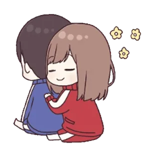🌸 пара, объятие, любовь, мультфильм, милый, отношения, дружба telegram sticker