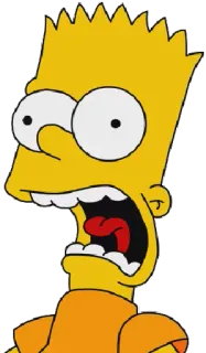 😫 Bart Simpson The Simpsons Bart Simpson, The Simpsons, cartoon character, shocked expression, animated series, fox, yellow, cartoon telegram sticker