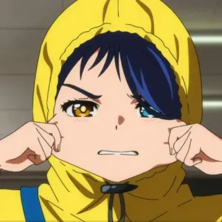 😔 anime, girl, yellow, hoodie, cute, portrait telegram sticker