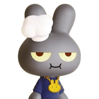 👨‍🍳 rabbit, cartoon, character, necklace, cool, expression telegram sticker