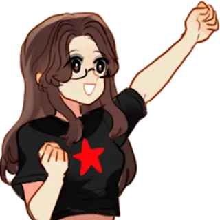 🎉 persona, estrella roja, comunismo, símbolo político, revolución, mujer, dibujo animado telegram sticker
