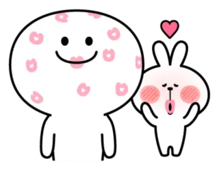 😘 Cartone animato, Carino, Personaggio, Coniglio, Amore, Cuore, Adesivo whatsapp sticker
