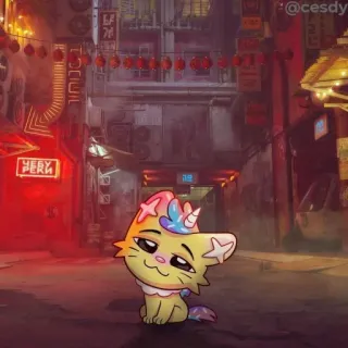 ⛩ 猫, 独角兽, 动漫, 卡通 telegram sticker