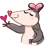 😘 주머니쥐, 사랑, 하트, 키스, 동물, 귀여운, 만화 whatsapp sticker