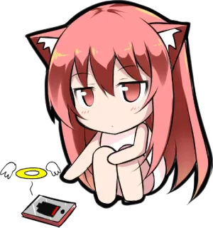 😔 Anime, Orecchie da gatto, Chibi, Kawaii, Cartone animato, Assonnato, Carino whatsapp sticker