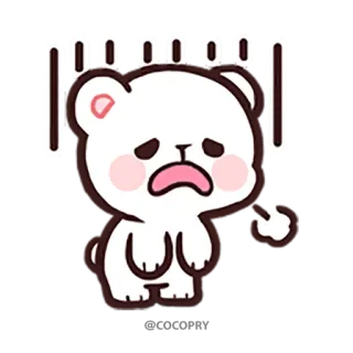 😫 triste, dessin animé, ours, ours blanc, mignon, emoji whatsapp sticker